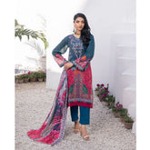 Janan Printed Lawn Embroidered Suit 3Pcs with Cut Work Dupatta - 8