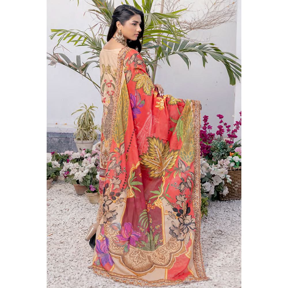 Janan Printed Lawn Embroidered Suit 3Pcs with Cut Work Dupatta - 9