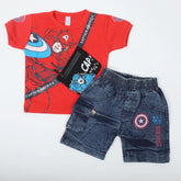 Newborn Boys Half Sleeves Suit - Red