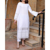 Eminent Cotton Lawn Schiffli & Chikankari Unstitched 2Pcs Suit - 3