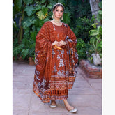 Schick Sitara Gold Printed Unstitched 3Pcs Suit With Dupatta - 10