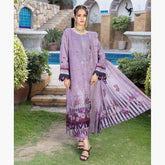 Schick Natasha Slub Lawn Embroidered Unstitched 3Pcs Suit - 2