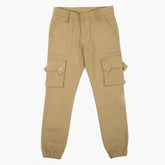 Girls Cargo Cotton Pant - Khaki