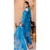 Women Kohenoor Lawn Self Jacquard Schiffli Embroidered Unstitched 3Pcs Suit - 6