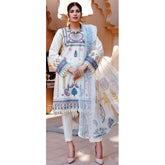 Women Kohenoor Lawn Self Jacquard Schiffli Embroidered Unstitched 3Pcs Suit - 3