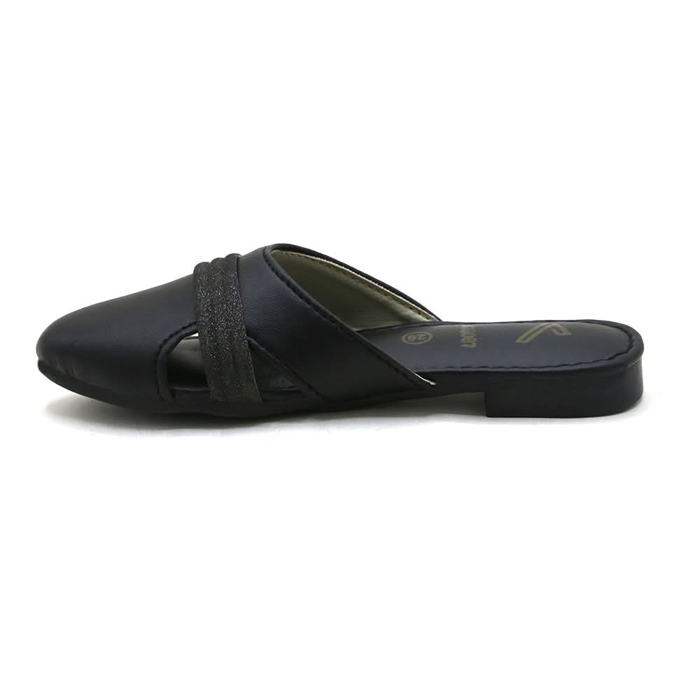 Girls Backless Pump - Black