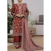 VS-ANMOL Cottel Printed Emboridered Unstitched 3pcs Suit With Emboridered Dupatta - 254