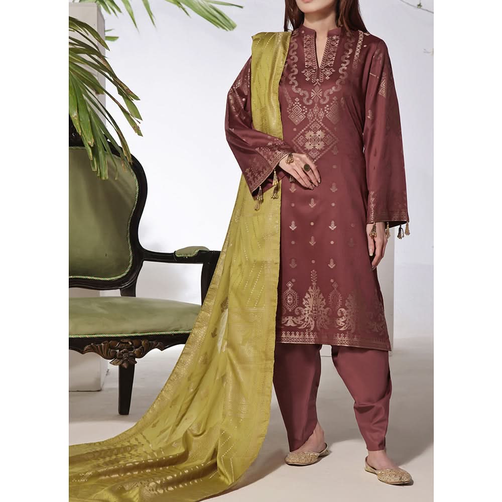 VS-JACQAURD Cambric Printed Unstitched 3pcs Suit - 2302-B