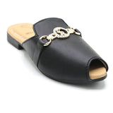 Girls Backless Pump - Black