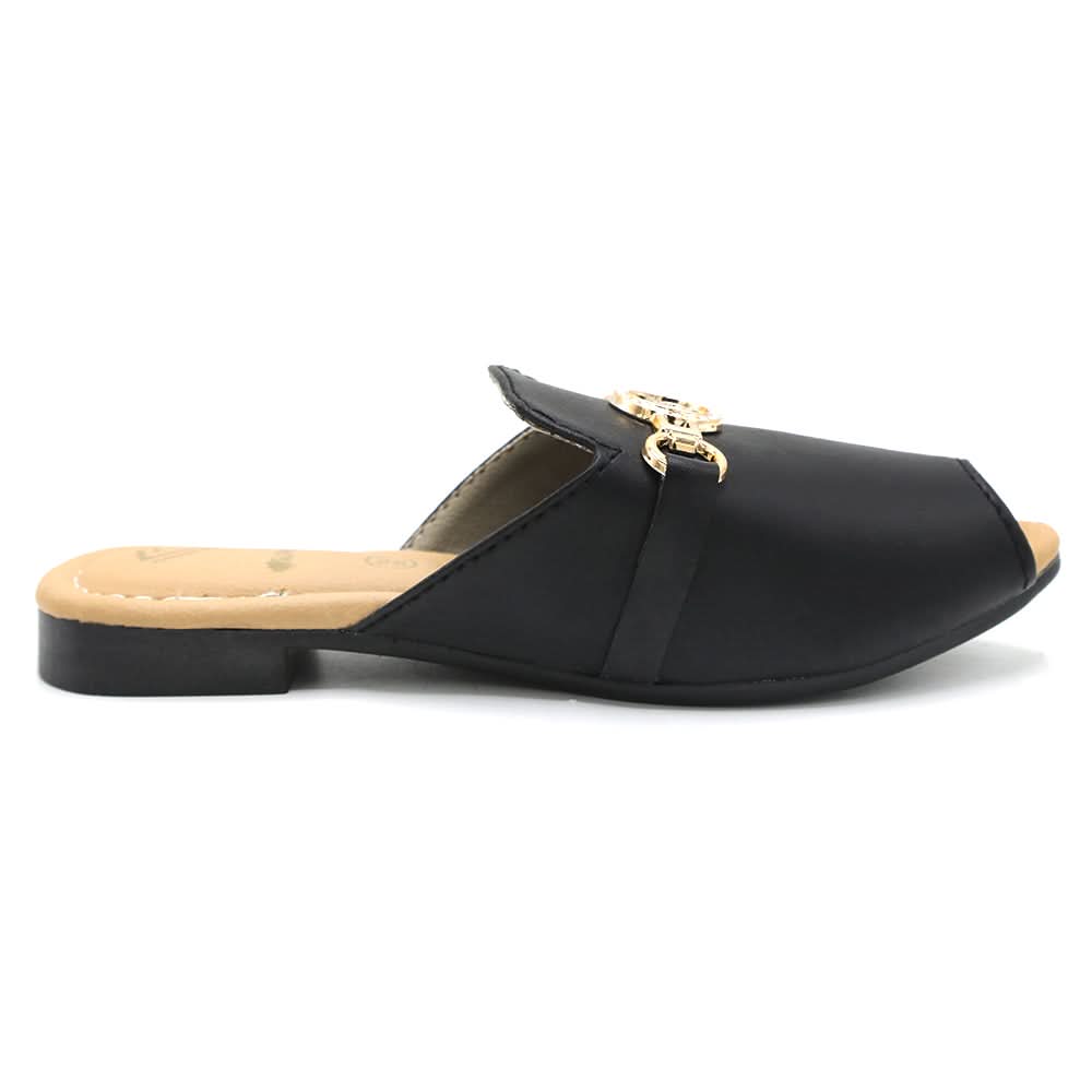 Girls Backless Pump - Black
