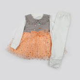 Girls Full Sleeves 3pcs Suit - Light Brown