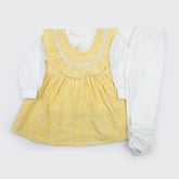 Girls Full Sleeves 3pcs Suit - Yellow