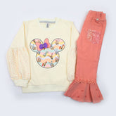 Girls Full Sleeves Suit - Pink