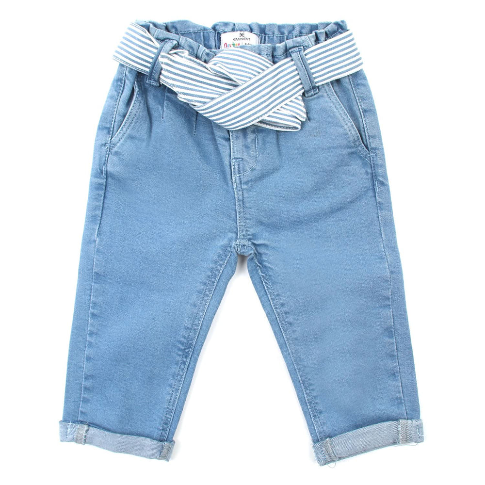 Eminent Newborn Girls Denim Pant - Ice Blue