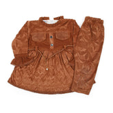 Girl Full Sleeves Tight Suit - Brown