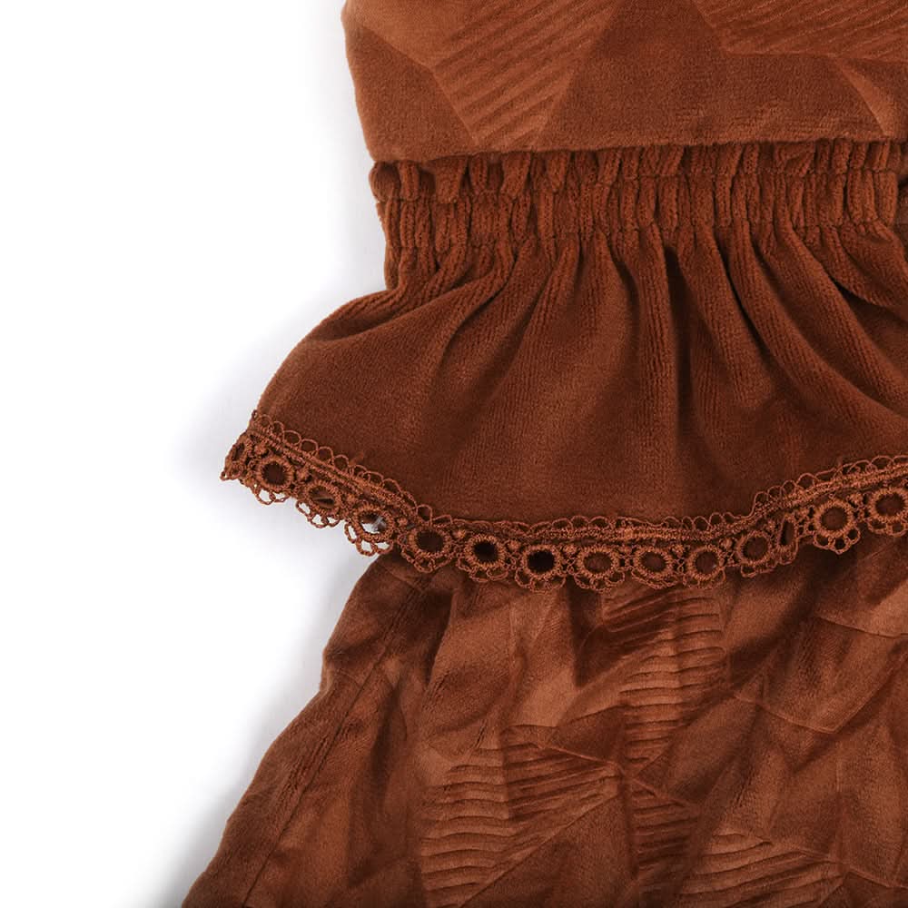 Girl Full Sleeves Tight Suit - Brown