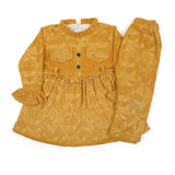 Girl Full Sleeves Tight Suit - Mustard