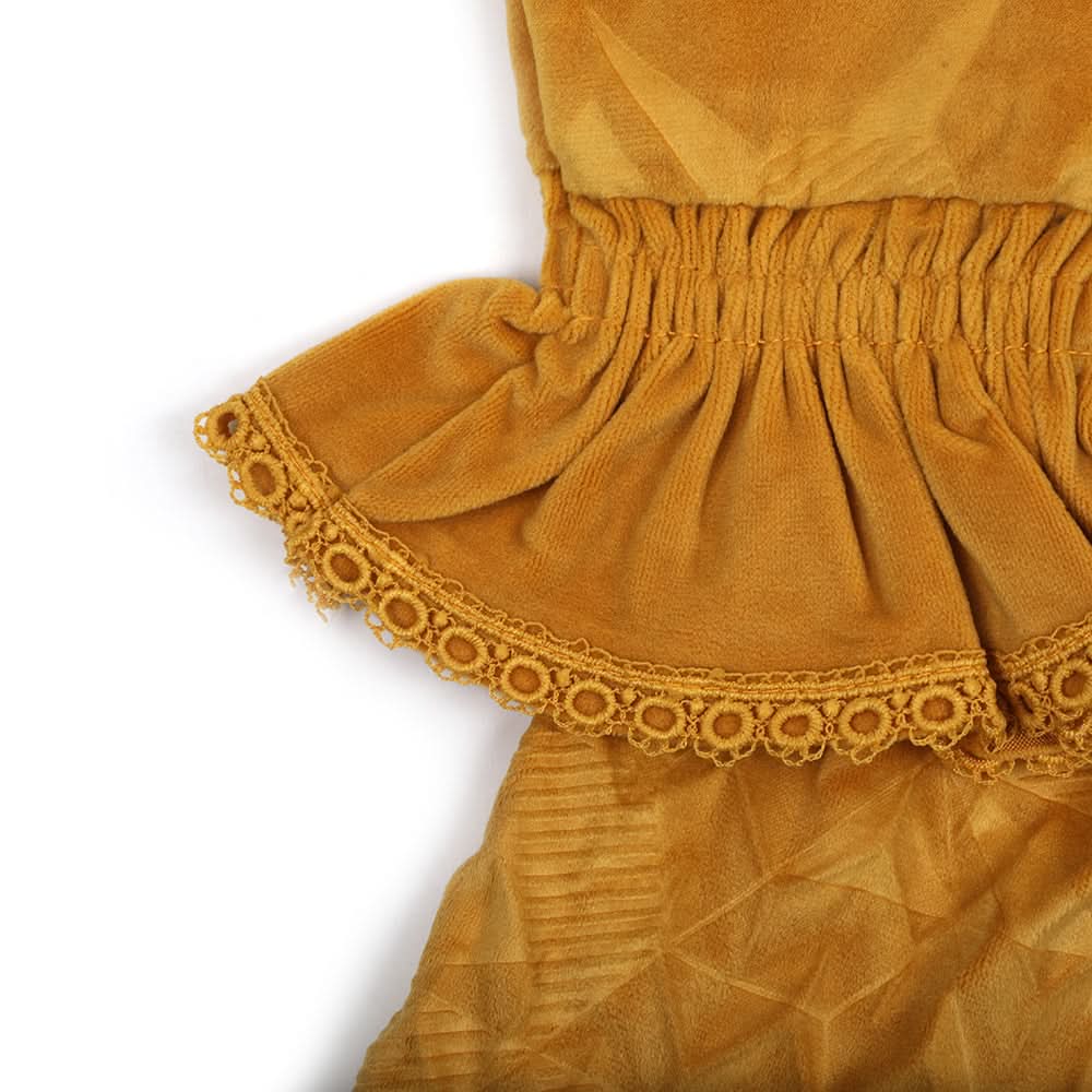 Girl Full Sleeves Tight Suit - Mustard
