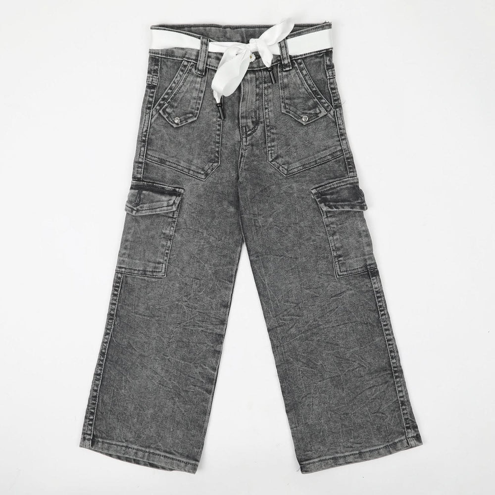 Girls Denim Pant - Grey