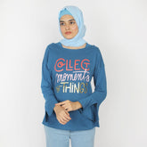 Women's Full Sleeves Top - Steel Blue