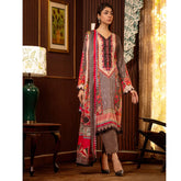 Regalia Linen Jacquard Unstitched Digital Printed 3pcs Suit - 3