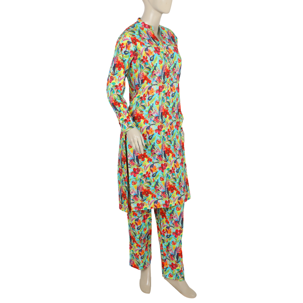 Women's Printed Khaddar 2pcs Suit - Blue