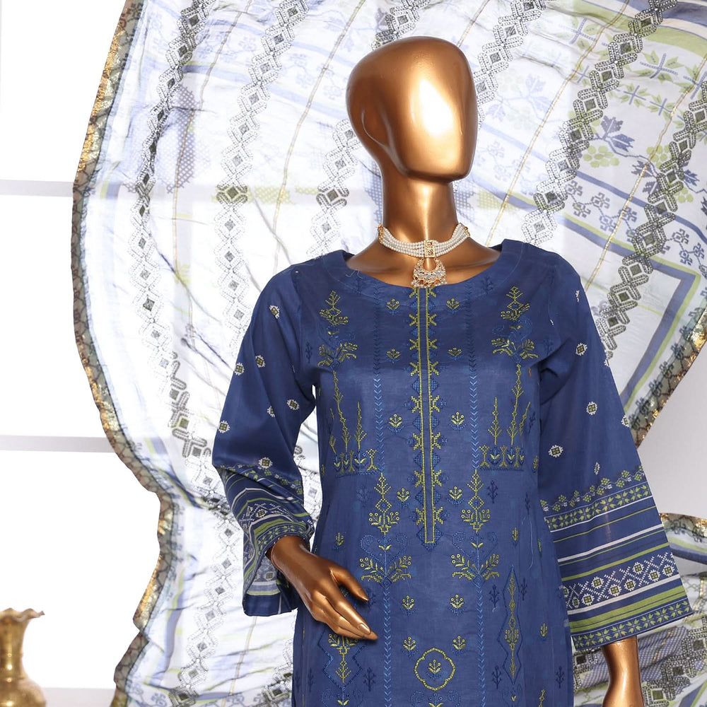 Needle Wonder By Dr. Haris Printed & Embroidered Lawn Unstitched 3Pcs Suit - 2
