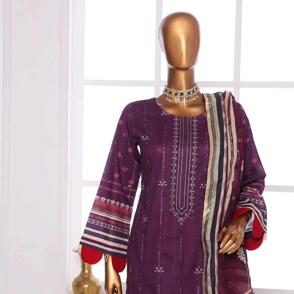 Needle Wonder By Dr. Haris Printed & Embroidered Lawn Unstitched 3Pcs Suit - 7