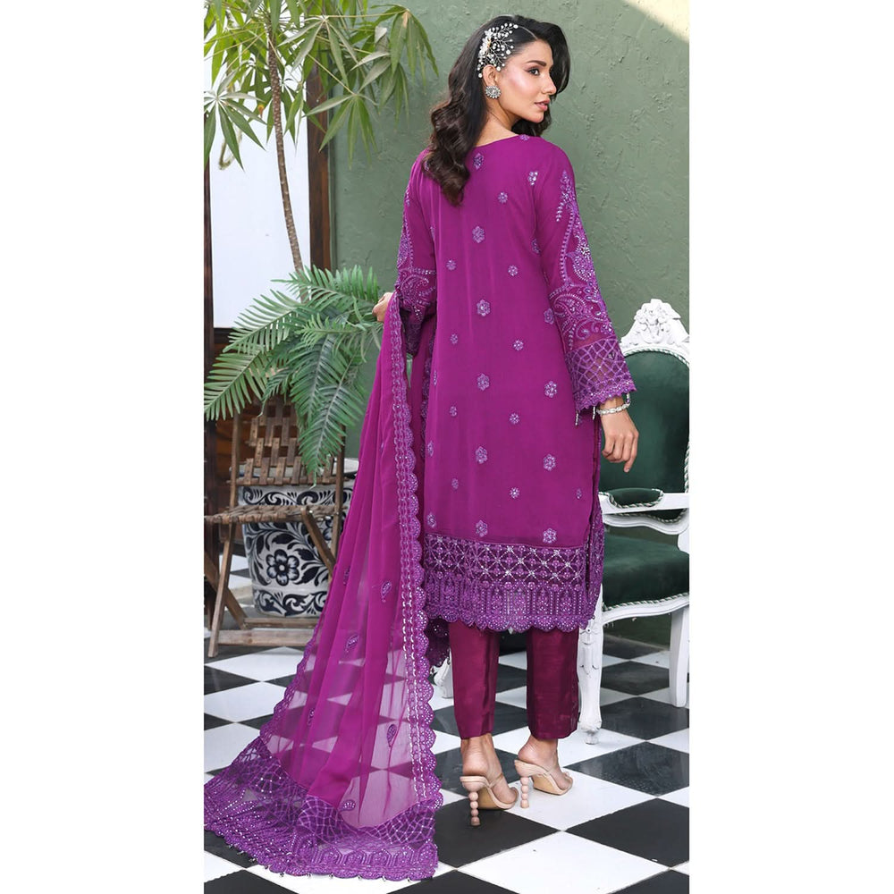 Emerald Chiffon By Dr. Haris Hand Embellishment Sami Unstitched 3Pcs Suit - 3