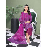 Emerald Chiffon By Dr. Haris Hand Embellishment Sami Unstitched 3Pcs Suit - 3