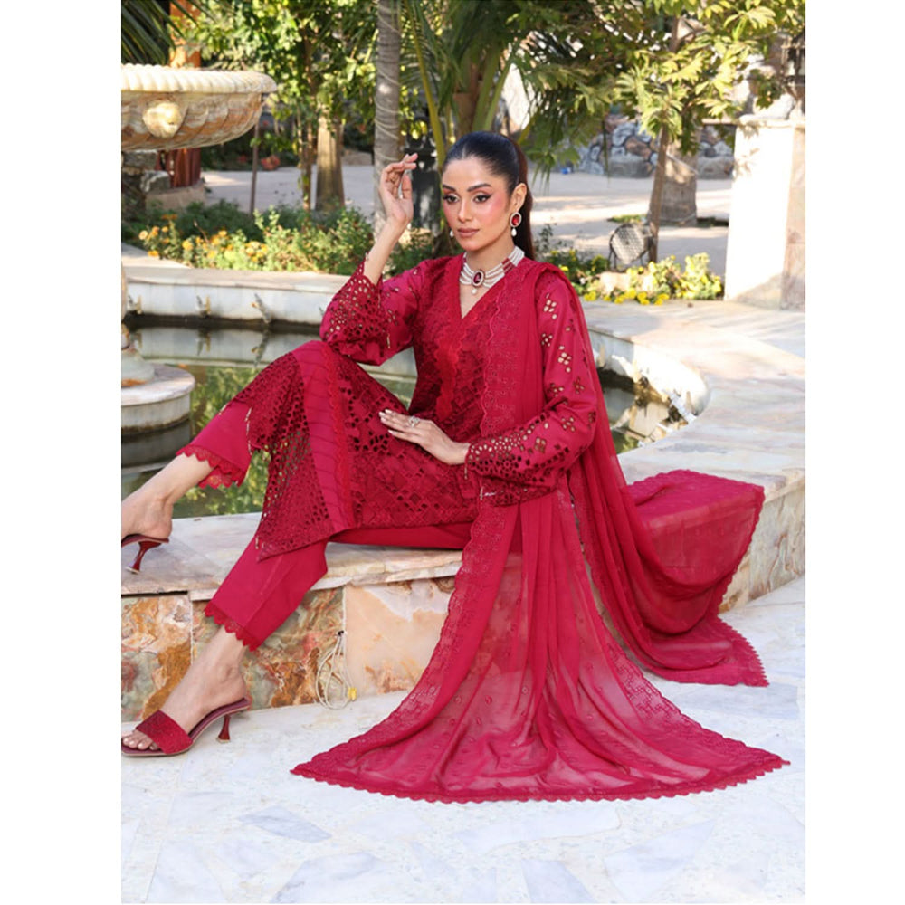 Summer Vibes By Dr. Haris Chikankari Lawn Unstitched 4 Pec Suit - 8