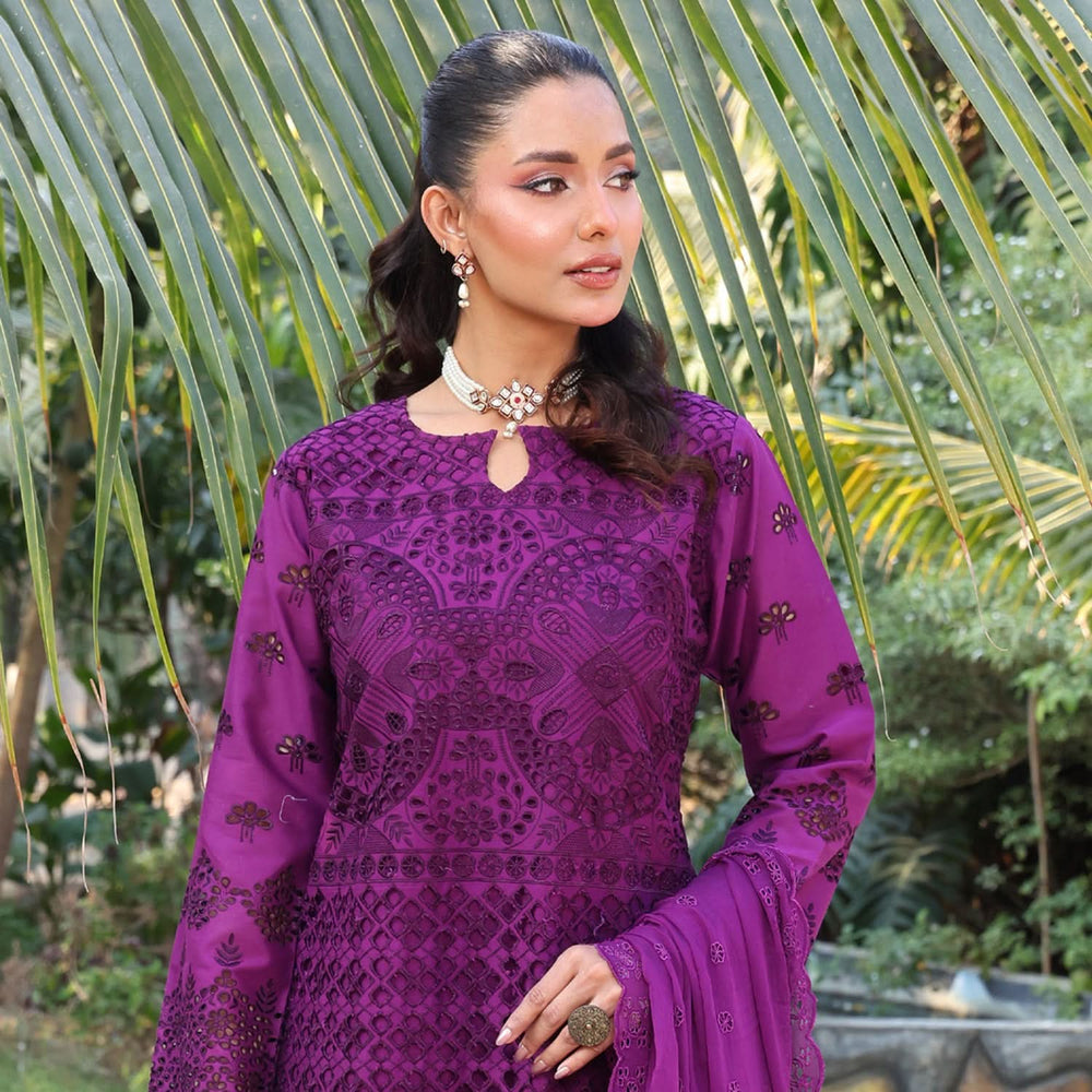 Summer Vibes By Dr. Haris Chikankari Lawn Unstitched 4 Pec Suit - 7