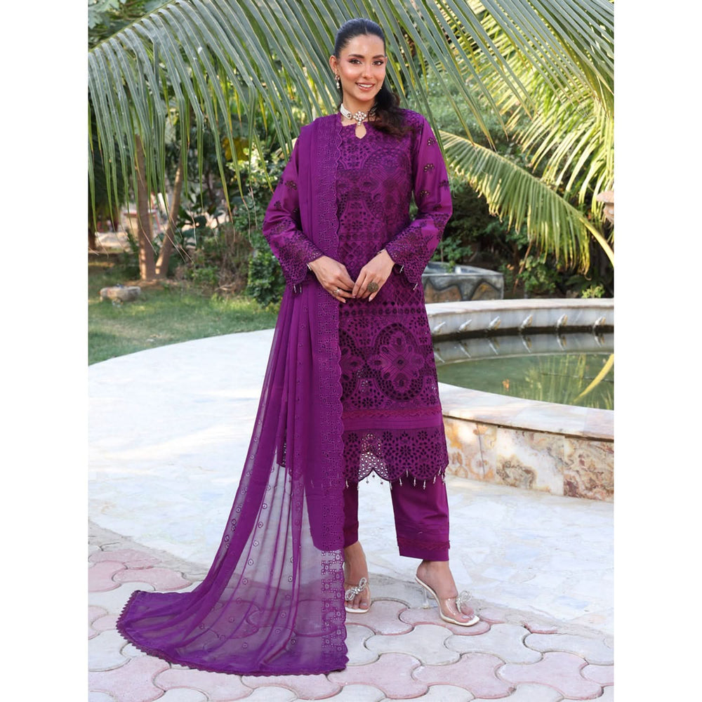 Summer Vibes By Dr. Haris Chikankari Lawn Unstitched 4 Pec Suit - 7
