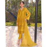 Summer Vibes By Dr. Haris Chikankari Lawn Unstitched 4 Pec Suit - 3
