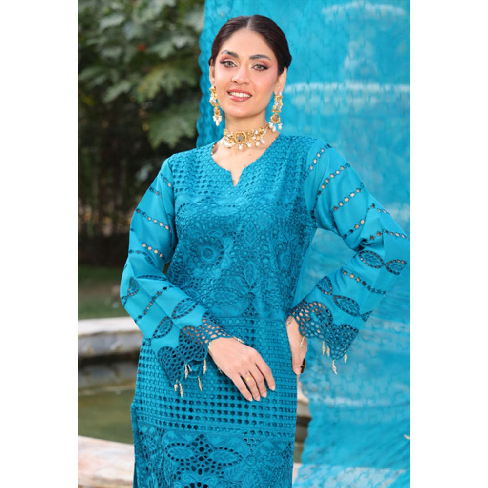 Summer Vibes By Dr. Haris Chikankari Lawn Unstitched 4 Pec Suit - 2