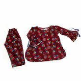 Girls Printed Shalwar Suit - Maroon