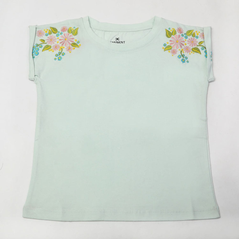 Eminent Girl's Half Sleeves T-Shirt - Sea Green