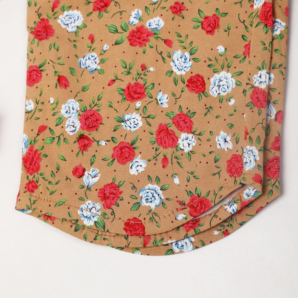 Girls Printed 2 Pcs Suit - Light Brown