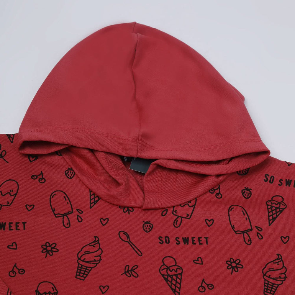 Girls Hoodie T-Shirt - Dark Pink
