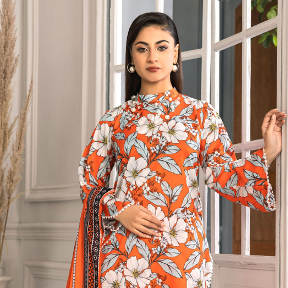Zohra Classic By Motifz Lawn Digital Printed Unstitched Suit 3-Pcs - 3