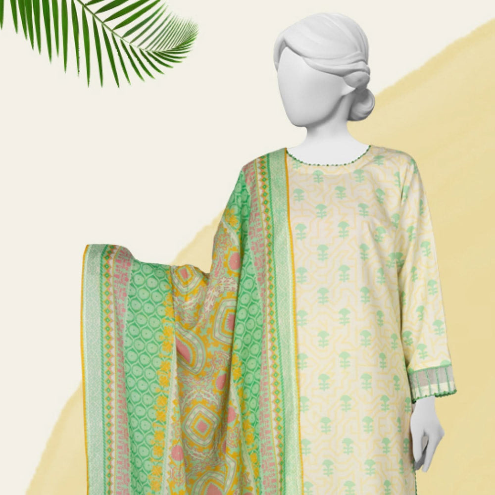 Panjnad Norah Lawn By J. Printed Unstitched 3 Pcs Suit - 241182