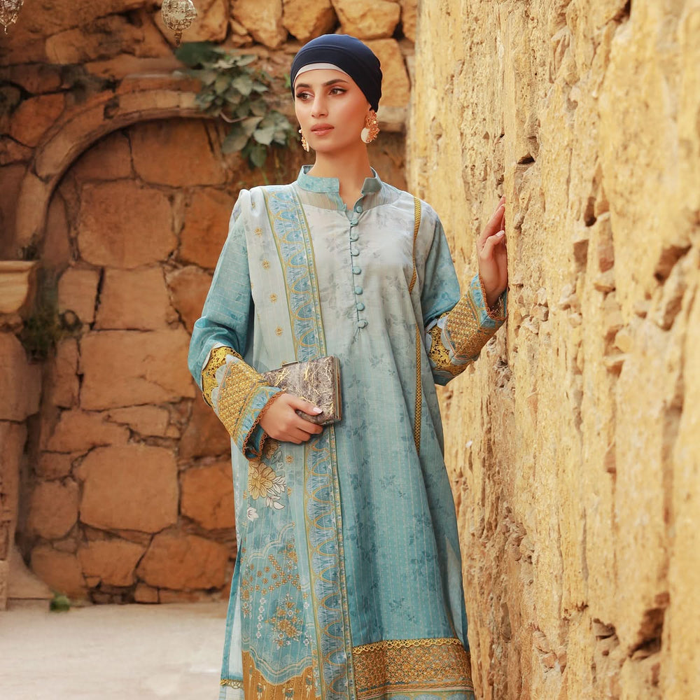 Eminent Printed Embroidered Messuri Unstitched 3 Pcs Suit - 9