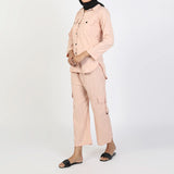 Women's Peach Western Co-Ord Set - Cambric Two-Piece