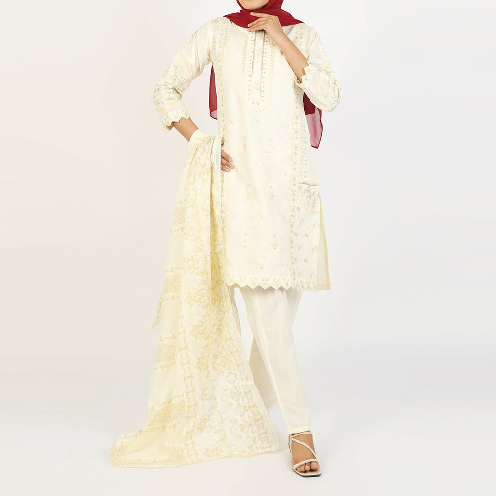 Women's Embroidered Jacquard 3Pcs Suit