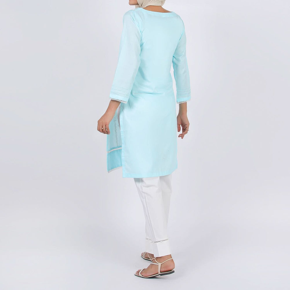 Women's Embroidered Kurti - Sky Blue