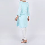 Women's Embroidered Kurti - Sky Blue