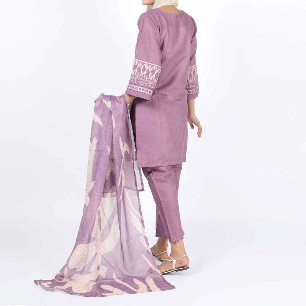 Women's Stitched 3-Piece Doriya Suit - Pink