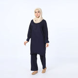 Women's Dyed Solid Co-Ord Set - Navy Blue