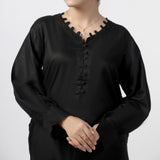 Women's Dyed Solid Co-Ord Set - Black