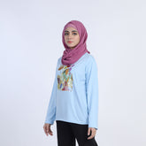 Women's Full Sleeves Printed Top - Sky Blue